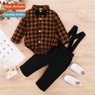 2021 new plaid spring printed sleeved autumn Boys fashi