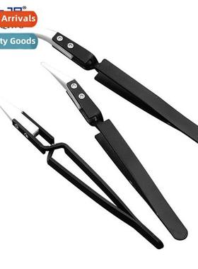 Black Stainless Steel Ctrast Ceramic Tweezers Anti-magnetic