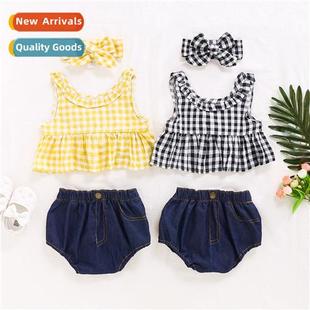 2020 New Printed Spring Top Plaid Autumn Sleeveless Girls