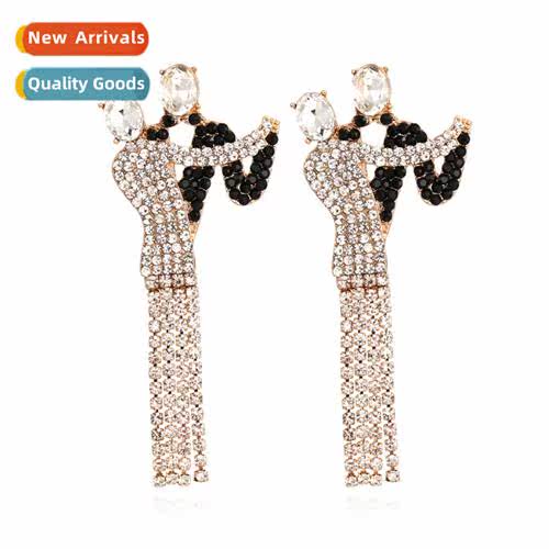 Vintage abstract characters tassel earrings exaggerated allo
