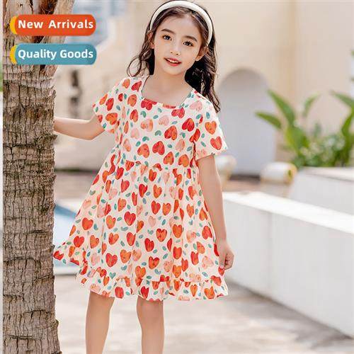 2023 summer new girls full print floral dress in small child