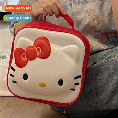 Cute carto cat hheld cosmetic bag female large capacy portab