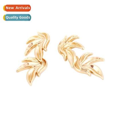 ZA lerary retro gold-plated alloy leaf earrings in exaggerat