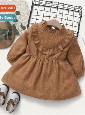 Girls spring  fall  2021 new n children in  lg-sleeved polka