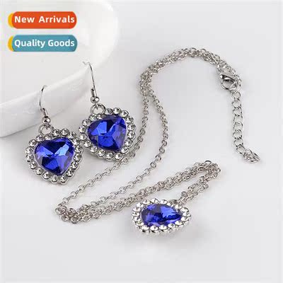 The heart   sea necklace earrings set  Europe and  Uned Stat