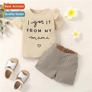 2022 new short spring sleeved printed fall letters Girls