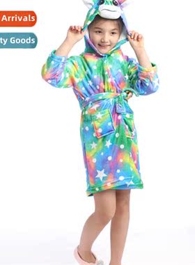 2021 new childrens facecloth Pegasus bathrobe carto pajamas