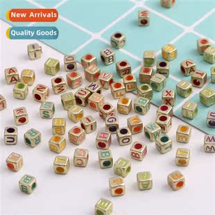 Acrylic loose beads alphabet square beads diy children early