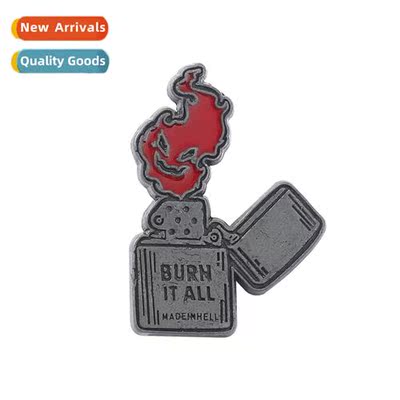 Burn It All Lighter Brooch Dem Fire Badge Funny Clos Backpac