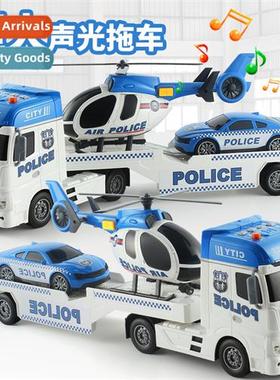 Oversized sound  light police flatbed trailer toys childrens