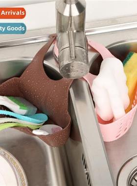 Kchen Shelf Faucet Spge Drainer Hanging Adjustable Snap Pock