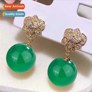 green agate earrings Natural zirc whe female carnelian blue