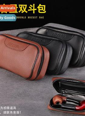 pu lear large capacy pipe bag can LOGO send tobacco bag doub