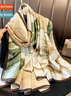 Silk scarf womens fashi simulati silk fashi Yangqi shawl spr