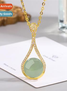 Folk whirlwind hanfu zircia natural green agate Dgling jade