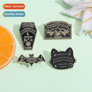 Creative punk black gold bat shape lacquer alloy brooch ins