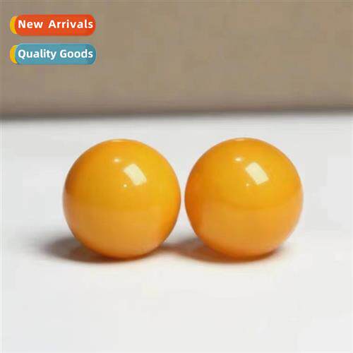 12MM half hole imati yellow agate round beads imati beeswax
