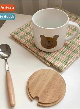 Korea ins style small cup cover wooden hle spo set