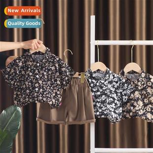 2023 new short summer sle shirt flower Boys childrens