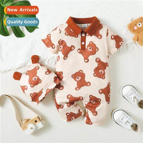 ins baby spring  fall  2023 new n bear print short-sleeved e