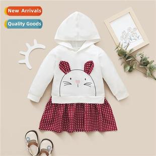 dot hood 2021 cute rabb fall new print Girls polka spring