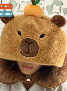Plush toy capi bara nap hat + U-shaped pillow home fice gift