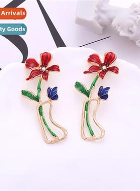 temperament playful alloy oil drop flower earrings persaly s
