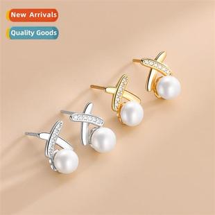 cross sweet zircia set lines small earrings pearl new 2022
