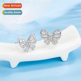 Diamd zircia bow earrings      fashi sweet full  diamd butte