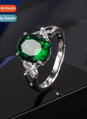 Inlaid zircia emerald ring female an  American fashi sapphir
