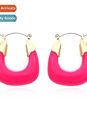 Design alloy simple acrylic earrings retro fashi colorful re
