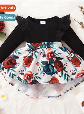 ins baby spring  fall  2022 new n lg-sleeved splicing big re