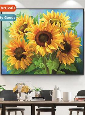 Sunflower cross stch new modern living room small hmade poin