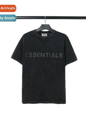 2021 Spring/Summer New FOG Washed  Aged Drip Letter Round Ne