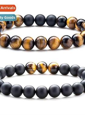 New Tiger Eye Couples Bracelet Frosted Black Onyx Bead Strin