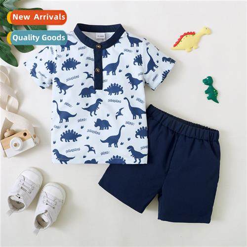 Boys spring  autumn  2023 new n dinosaur print short-sleeved
