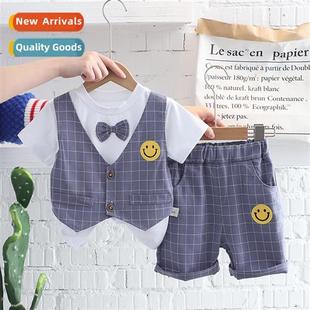 short summer tie 2023 sleeve baby boys boy new bow vest