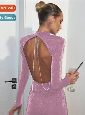 Spice Girls Sexy Backless Chain Round Neck Lg Sleeve Package