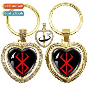 New Anime Berserk 360 Degree Rotating Heart Pendant wh Rever