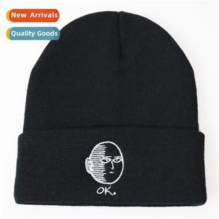 ONE winter fall cap embroidered MAN PUNCH carto Anime
