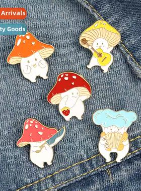 Cute Animal Brooch Drip Enamel Mushroom Brooch Violin Strawb