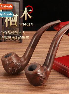 Carved polished  waxed pure salwood pipe Eby filter curved h