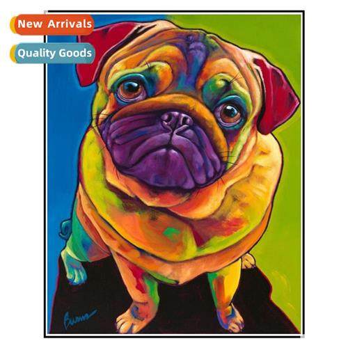 Diamd painting new DIY oil painting bulldog full  round diam