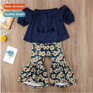 Girls 2023 Flower Sunflower Clothing Printed