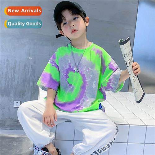 2023 summer new boys cott fashi short-sleeved middle and lar