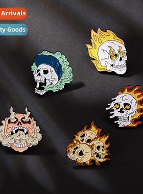 New punk gothic flame skull alloy brooch clos hat bag jewelr