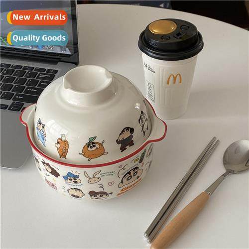 Ins style cute carto instant noodle bowl wh cover large capa