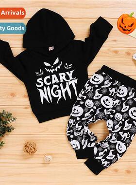 Boys spring  fall  2021 new n Halloween letters printed top