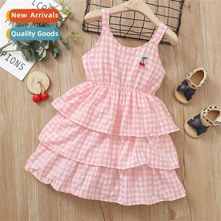 2021 new cherry spring embr halter fall sleeveless Girls