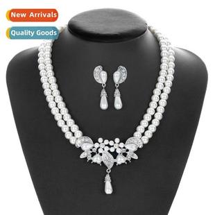 Jewelry sets Pearl necklace earrings bridal wedding dinner d